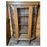 Pretty Antique Oak Beveled Glass Curio Cabinet