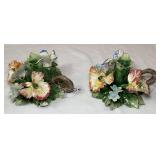Pair Italian Capodimonte Porcelain Candle Holders