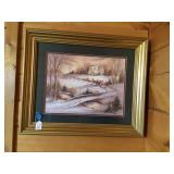 Vtg Winter Landscape Print-24x20 Inches