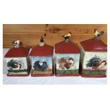 Set of 4 Certified International Rooster Canisters