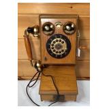 Vtg Style Wall Telephone w/ Brass Bells