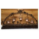Pretty Metal Bird Candle Mantle Piece-30x5 Inches
