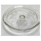 Vtg Indiana Glass Floral Cake Pedestal-13Inches