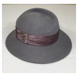 Gray Lancaster Wool Fedora Hat w/Purple Ribbon