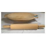 Wooden Dough Bowl & Rolling PIn