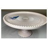 Beautiful Shell Pink Glass Pedestal Cake Stand