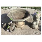 Small Concrete Bird Bath/Concrete Angels