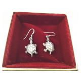 Sterling Silver Moveable Turtle Dangle Earrings