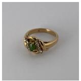Size 6 Gold Plated Jade Cabochan Ring