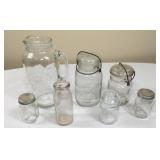 Vtg Ball Jars w/ Lids, Clear Glass