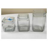 3 Glass Canisters w/ Seals