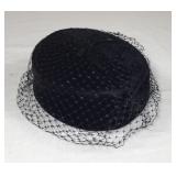 Vintage Union Made Women's Blk Velvet Pillbox Hat
