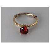 Size 6 14K Gold Red Stone Ring-Apprx 2 GramsTW