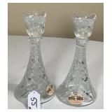 Pair of DePlomb 24% Lead Crystal Candlesticks