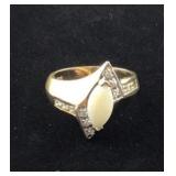 Pretty Gold Plated Sterling Opal Ring Size 8.5