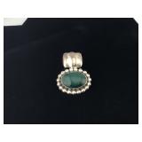 Large Sterling Silver Green Malachite Pendant