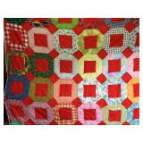 Beautiful Bright Colored Hand Sewn Quilt