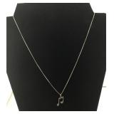 17 Inch Sterling Silver Music Note Necklace