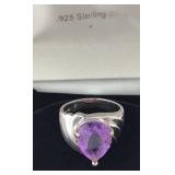 Sterling Silver Amethyst Size 8.5 Ring