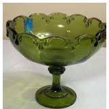 Vintage Indiana Glass Green Compote Bowl