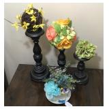 Pretty Candlesticks and Floral Decor