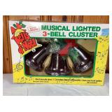 New Vtg Musical Lighted 3 Bell Cluster