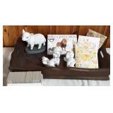 Very Pretty Wooden Serving Tray & Decorations