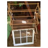 Large Wooden Dry Rack/Vtg Window