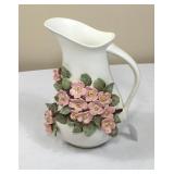 Beautiful Ceramic Flower Pitcher-10 Inches Tall