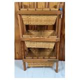 3 Tier Wicker and Wood Organizer