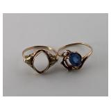 10K Gold Rings-Stones Missing-Approx 3 Grams TW