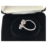 Size 8 Sterling Silver Screw Rose Design Ring