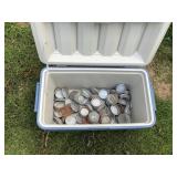 Cooler w/Large Amount of Zinc Canning Jar Lids