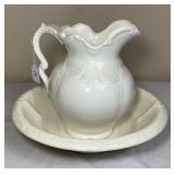 Ceramic Pitcher & Washed Basin Signed & Dated 1972
