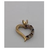 14K Gold/Sapphire Heart Pendant-Approx 1 Gram TW