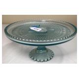 Stunning Jeanette Glass Ice Blue Cake Stand