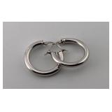14K White Gold Hoop Earrings-Approx 2 Grams