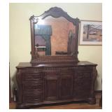 Traditional Wood Dresser w/ Mirror