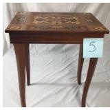 Aram Italian Inlaid Wood Music Box Table
