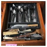 Assorted Stainless Steel Flatware In Tray