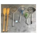 Wooden Oars And Fishing Landing Nets