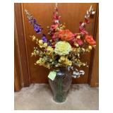 Glass Vase w/ Artificial Floral Arrangement