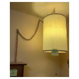 Pendant Lamp Brass Chain Pleated Shade