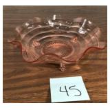 Pink Depression Glass Footed Bowl