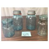 Vtg Ball Blue Glass Mason Jars