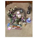 Decorative Wreath And Figurine Lot