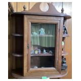Wall Curio Cabinet w/ Glass/PewterFigurines