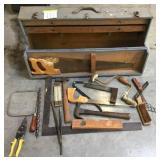 Vintage Wood Tool Chest w/ Hand Tools