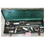 Metal Tool Box w/ Large Sockets & Ratchet