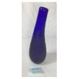 Cobalt Blue Textured Art Glass Vase
